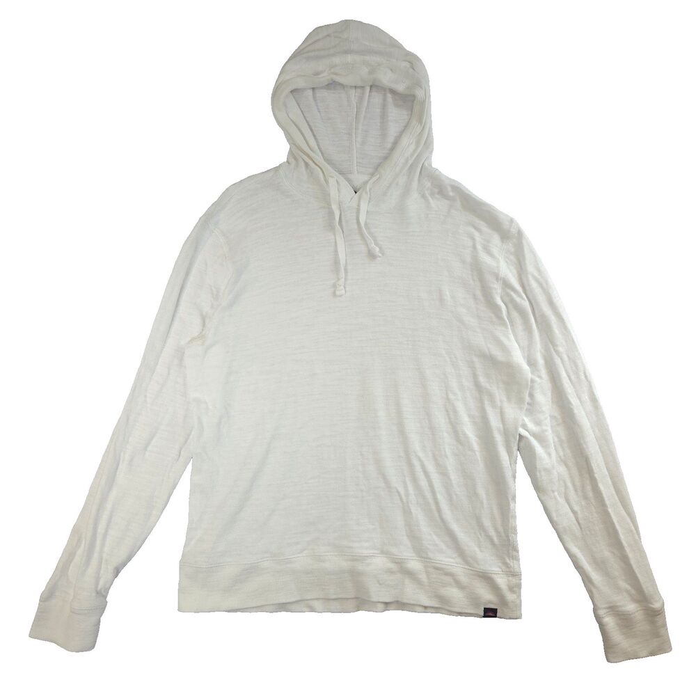 Faherty Organic Cotton Sunwashed Slub Hoodie L White Pullover Lightweight